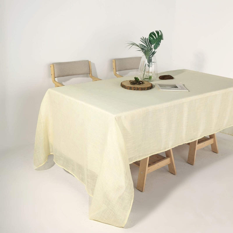 60"x126" Rectangular Premium Faux Burlap Polyester Tablecloth - Ivory TAB_JUTE02_60126_IVR