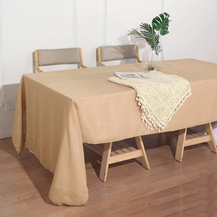 60"x126" Rectangular Premium Faux Burlap Polyester Tablecloth - Natural TAB_JUTE02_60126_NAT