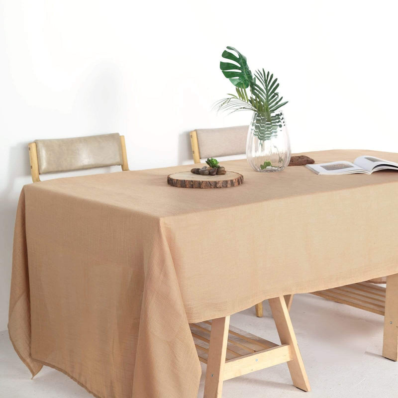 60"x126" Rectangular Premium Faux Burlap Polyester Tablecloth - Natural TAB_JUTE02_60126_NAT