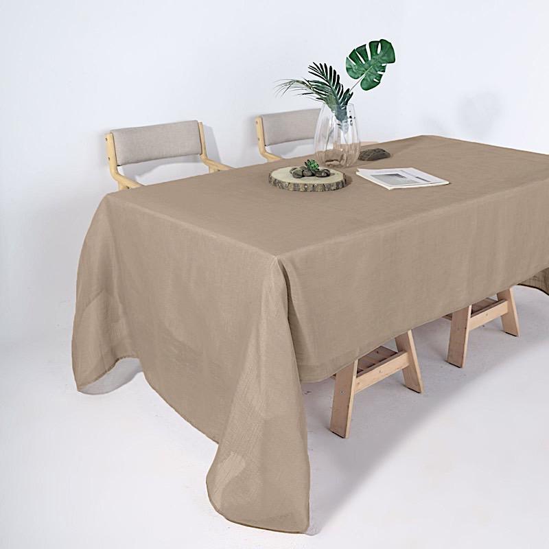 60"x126" Rectangular Premium Faux Burlap Polyester Tablecloth - Taupe Brown TAB_JUTE02_60126_063
