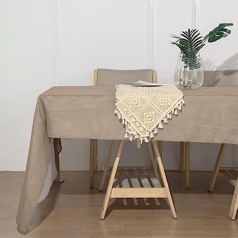 60"x126" Rectangular Premium Faux Burlap Polyester Tablecloth - Taupe Brown TAB_JUTE02_60126_063