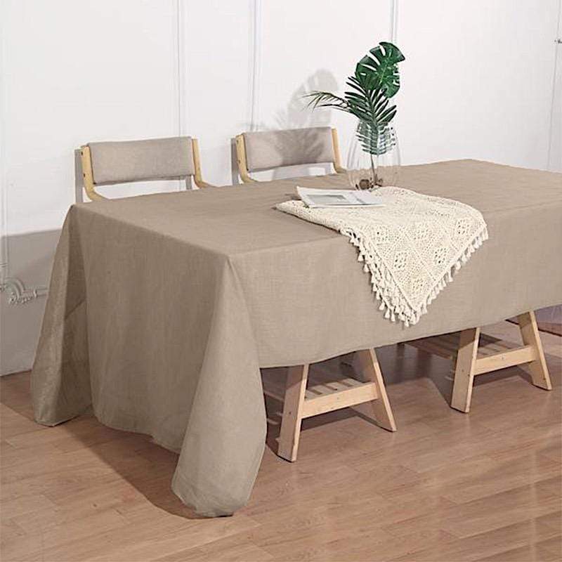 60"x126" Rectangular Premium Faux Burlap Polyester Tablecloth - Taupe Brown TAB_JUTE02_60126_063