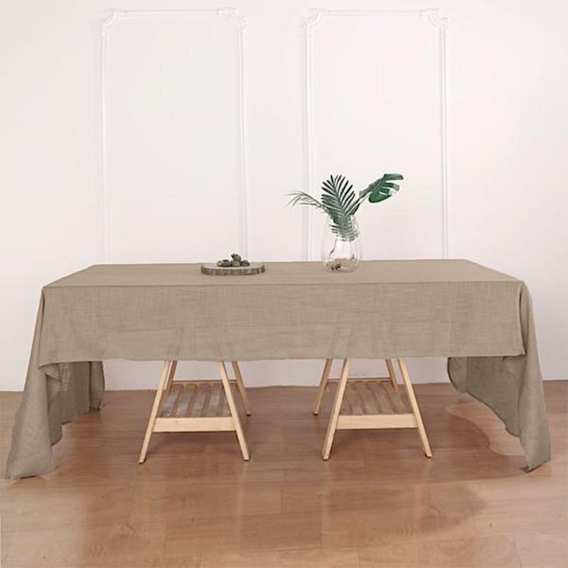 60"x126" Rectangular Premium Faux Burlap Polyester Tablecloth - Taupe Brown TAB_JUTE02_60126_063