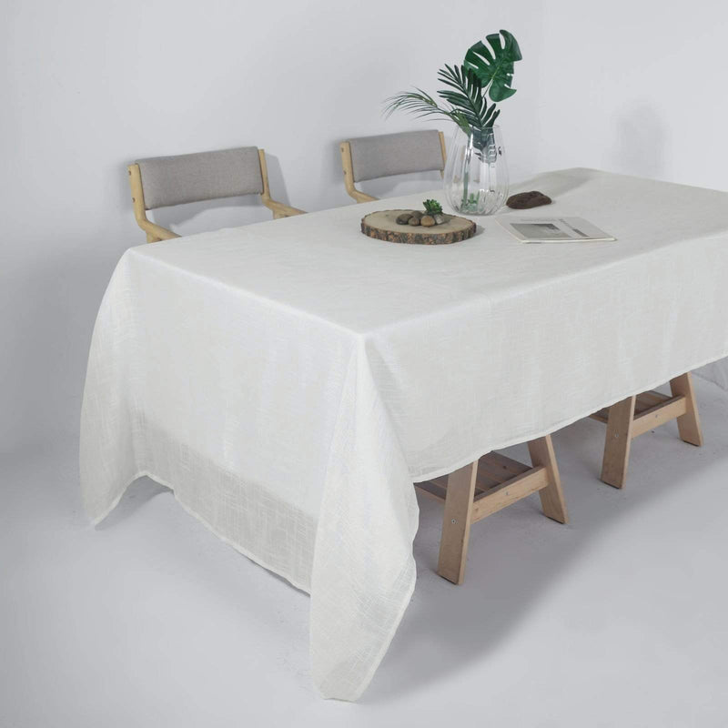 60"x126" Rectangular Premium Faux Burlap Polyester Tablecloth - White TAB_JUTE02_60126_WHT