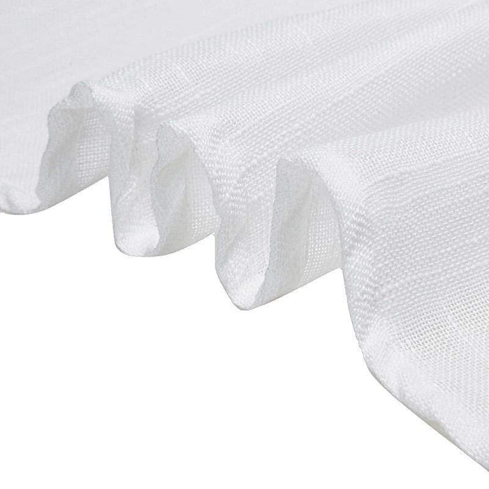 60"x126" Rectangular Premium Faux Burlap Polyester Tablecloth - White TAB_JUTE02_60126_WHT