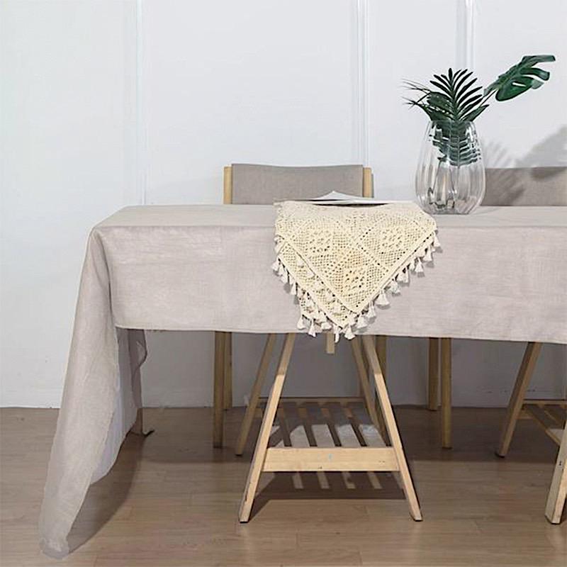 60"x126" Rectangular Premium Faux Burlap Polyester Tablecloth