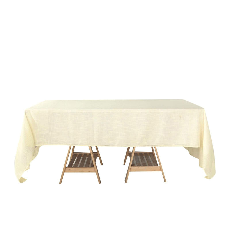 60"x126" Rectangular Premium Faux Burlap Polyester Tablecloth - Ivory TAB_JUTE02_60126_IVR