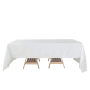 60"x126" Rectangular Premium Faux Burlap Polyester Tablecloth - White TAB_JUTE02_60126_WHT