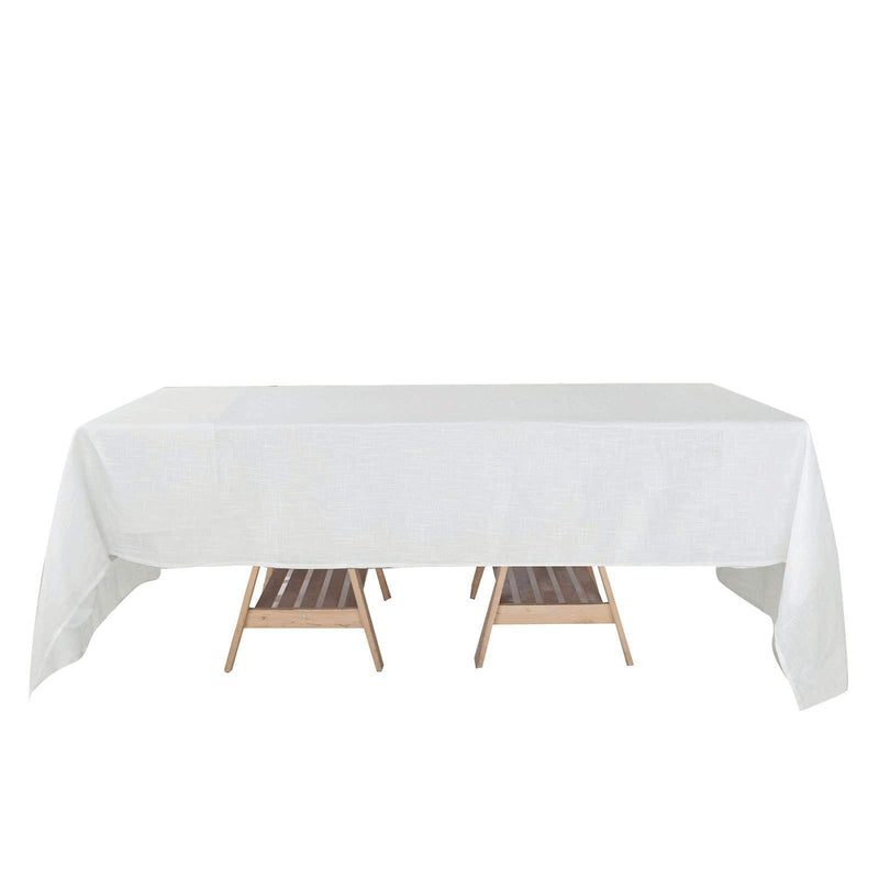 60"x126" Rectangular Premium Faux Burlap Polyester Tablecloth - White TAB_JUTE02_60126_WHT