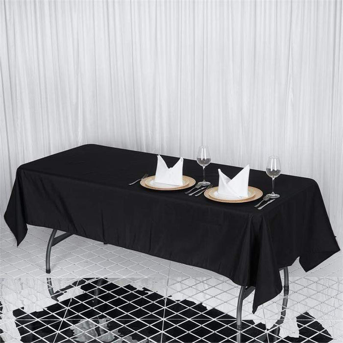 60x102" Premium Polyester Tablecloth Wedding Table Linens - Black TAB_60102_BLK_PRM