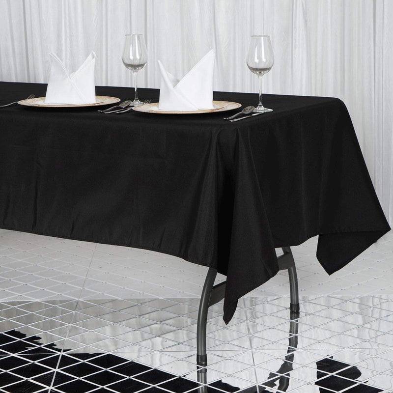 60x102" Premium Polyester Tablecloth Wedding Table Linens - Black TAB_60102_BLK_PRM