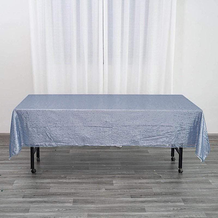 60x102" Sequined Rectangular Tablecloth - Dusty Blue TAB_02_60102_086