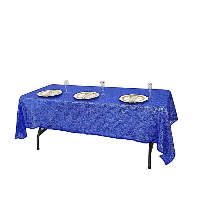 60x102" Sequined Rectangular Tablecloth - Royal Blue TAB_02_60102_ROY