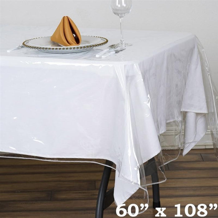 60x108" Vinyl Plastic Tablecloth Protector Table Cover - Clear TAB_VIN06_60108_CLR