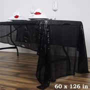 60x126" Sequined Rectangular Tablecloth - Black TAB_02_60126_BLK