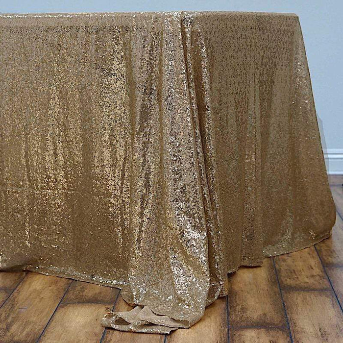 60x126" Sequined Rectangular Tablecloth - Champagne TAB_02_60126_CHMP