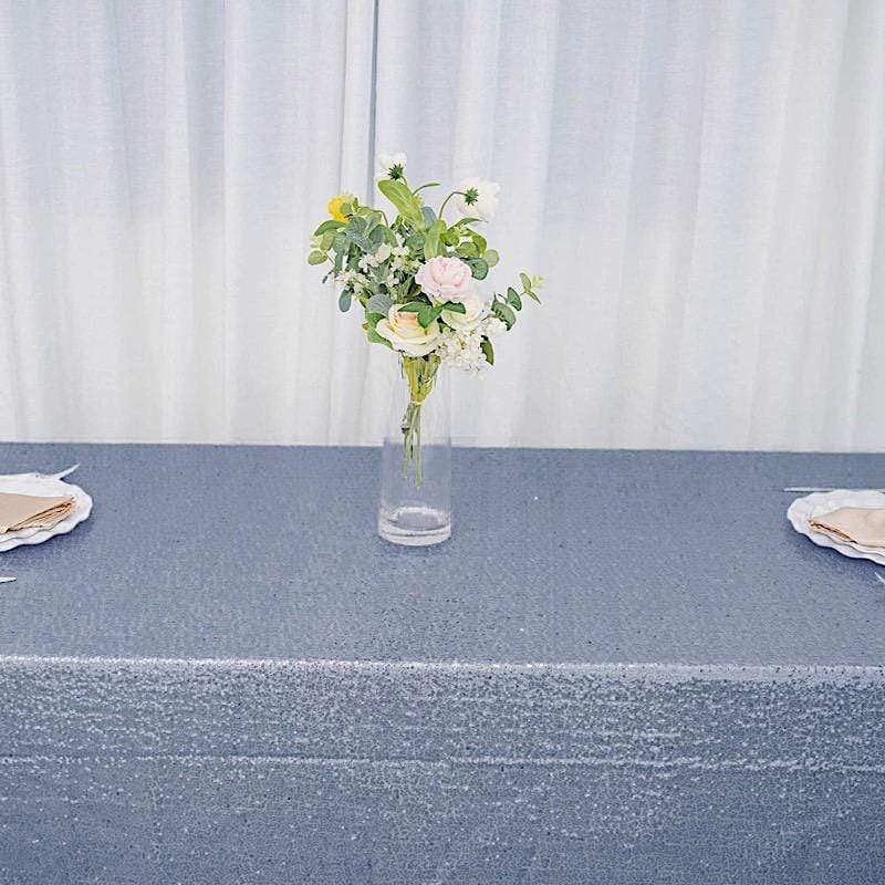 60x126" Sequined Rectangular Tablecloth - Dusty Blue TAB_02_60126_086
