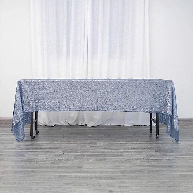 60x126" Sequined Rectangular Tablecloth - Dusty Blue TAB_02_60126_086
