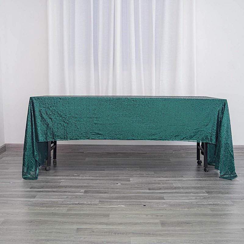 60x126" Sequined Rectangular Tablecloth - Hunter Green TAB_02_60126_HUNT