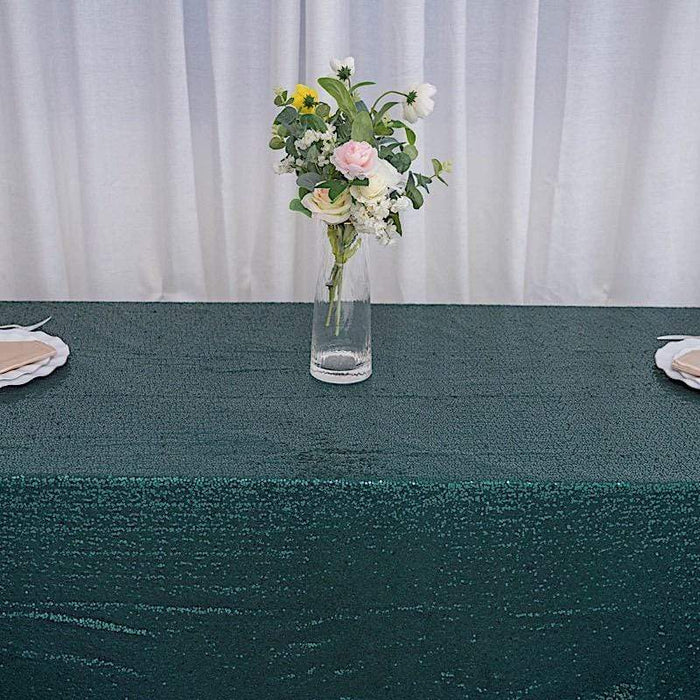 60x126" Sequined Rectangular Tablecloth - Hunter Green TAB_02_60126_HUNT