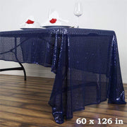 60x126" Sequined Rectangular Tablecloth - Navy Blue TAB_02_60126_NAVY