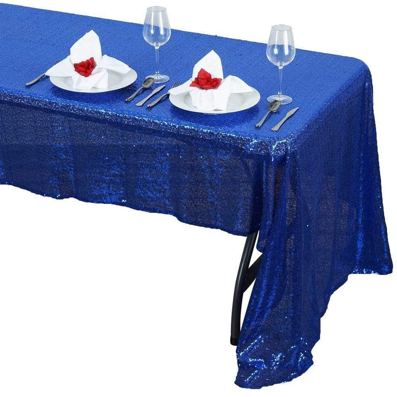 60x126" Sequined Rectangular Tablecloth - Royal Blue TAB_02_60126_ROY
