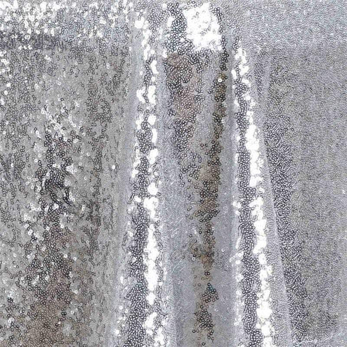 60x126" Sequined Rectangular Tablecloth - Silver Light Gray TAB_02_60126_SILV
