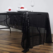 60x126" Sequined Rectangular Tablecloth - Black TAB_02_60126_BLK