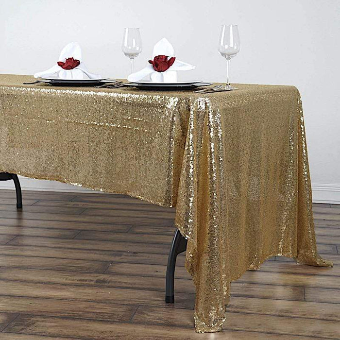 60x126" Sequined Rectangular Tablecloth TAB_02_60126_CHMP