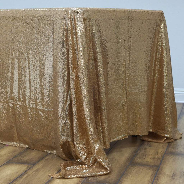 60x126" Sequined Rectangular Tablecloth - Gold TAB_02_60126_GOLD