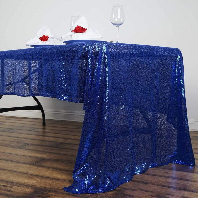 60x126" Sequined Rectangular Tablecloth - Royal Blue TAB_02_60126_ROY