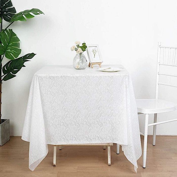 65" x 65" Square Disposable Lace Design Tablecloth - White