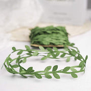 67 ft Satin Olive Leaf Trim Ribbon Artificial Vines Garland - Green RIB_LEAF_001_65_GRN