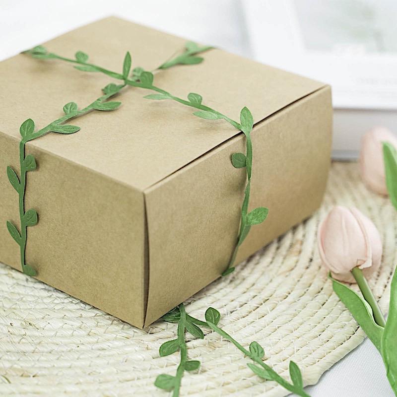 67 ft Satin Olive Leaf Trim Ribbon Artificial Vines Garland - Green RIB_LEAF_001_65_GRN