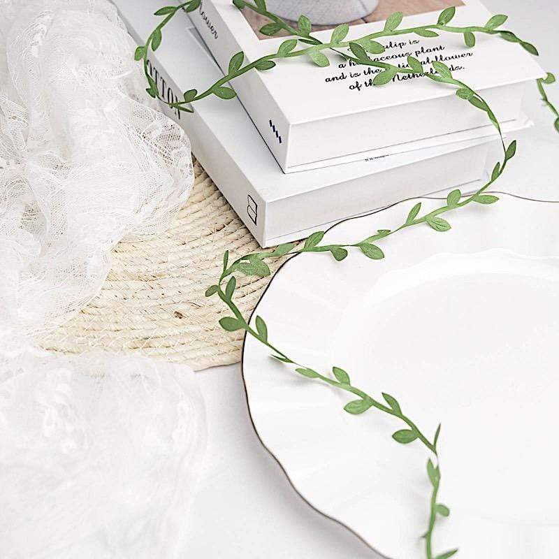 67 ft Satin Olive Leaf Trim Ribbon Artificial Vines Garland - Green RIB_LEAF_001_65_GRN