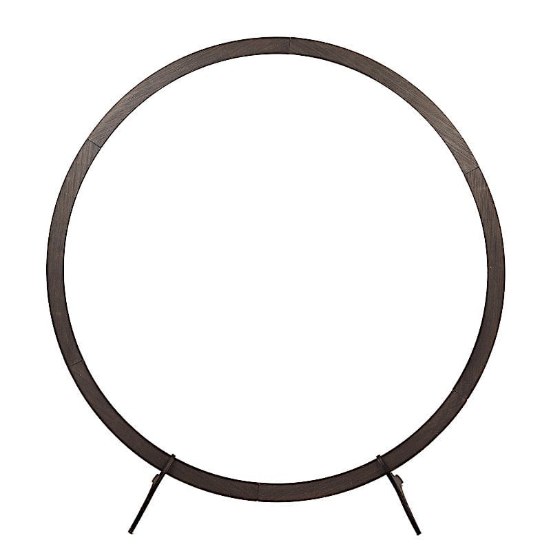 7.4 ft Round Natural Wood Wedding Arch Backdrop Stand - Dark Brown BKDP_STNDCIR3_DKBN