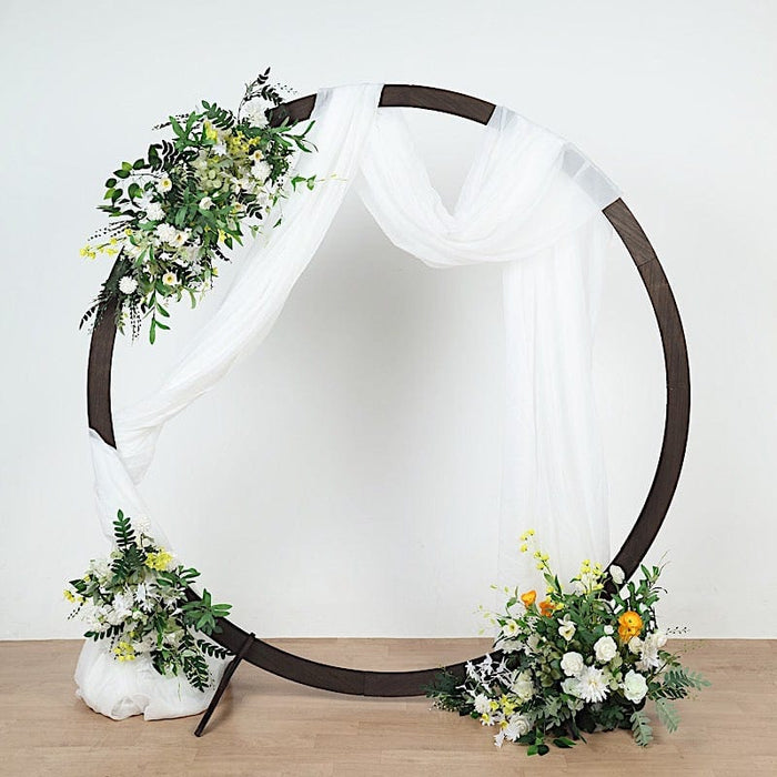 7.4 ft Round Natural Wood Wedding Arch Backdrop Stand - Dark Brown BKDP_STNDCIR3_DKBN