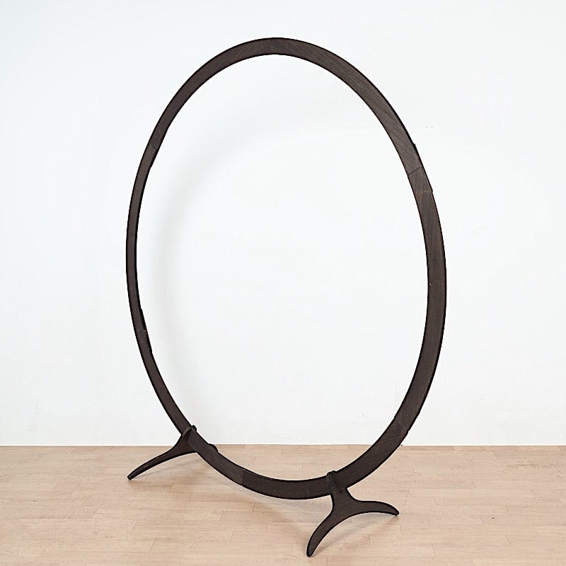 7.4 ft Round Natural Wood Wedding Arch Backdrop Stand - Dark Brown BKDP_STNDCIR3_DKBN