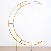 7.5 ft Crescent Moon Metal Floral Display Frame Wedding Arch Backdrop Stand - Gold BKDP_STND_16_L_GOLD