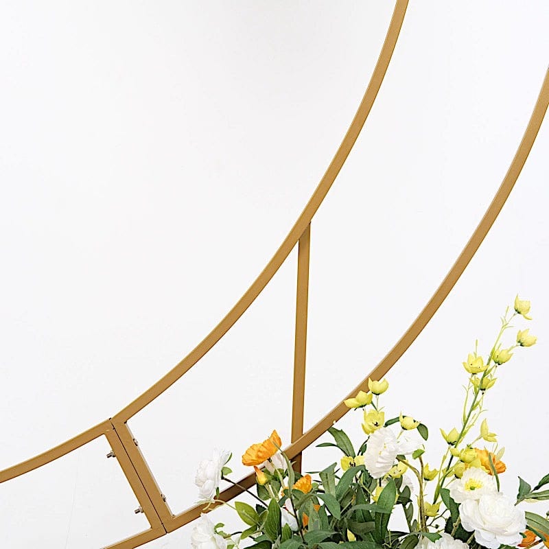 7.5 ft Crescent Moon Metal Floral Display Frame Wedding Arch Backdrop Stand - Gold BKDP_STND_16_L_GOLD