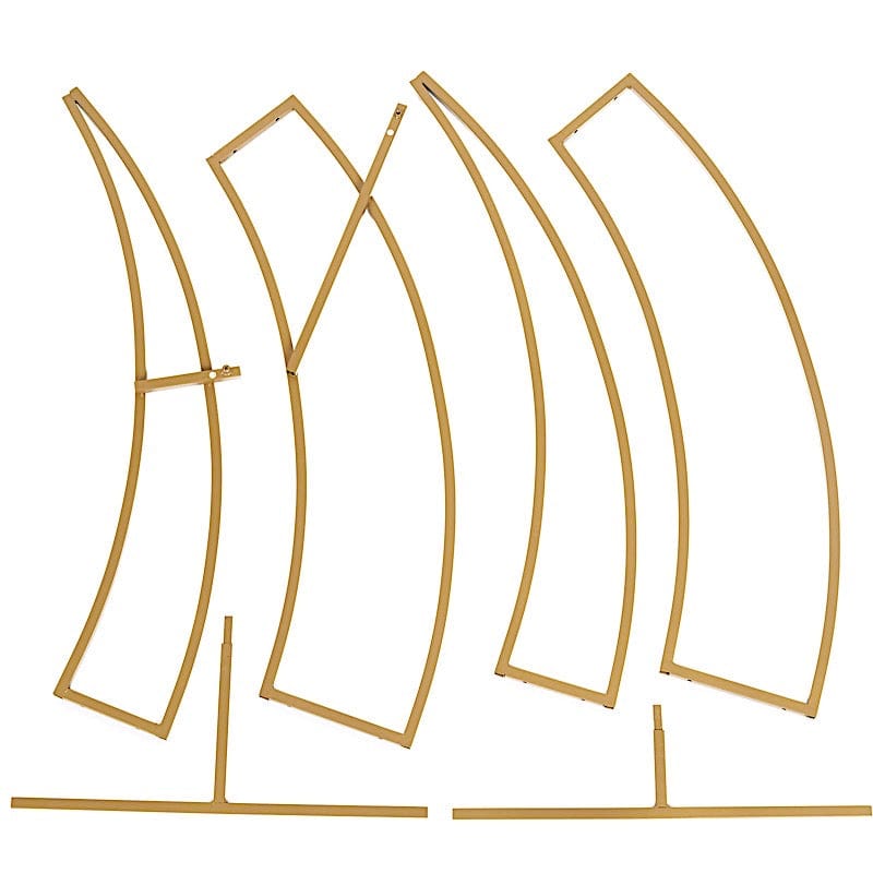 7.5 ft Crescent Moon Metal Floral Display Frame Wedding Arch Backdrop Stand - Gold BKDP_STND_16_L_GOLD