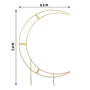 7.5 ft Crescent Moon Metal Floral Display Frame Wedding Arch Backdrop Stand - Gold BKDP_STND_16_L_GOLD