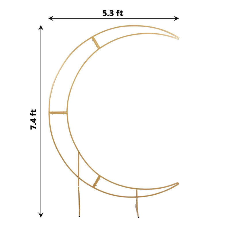 7.5 ft Crescent Moon Metal Floral Display Frame Wedding Arch Backdrop Stand - Gold BKDP_STND_16_L_GOLD