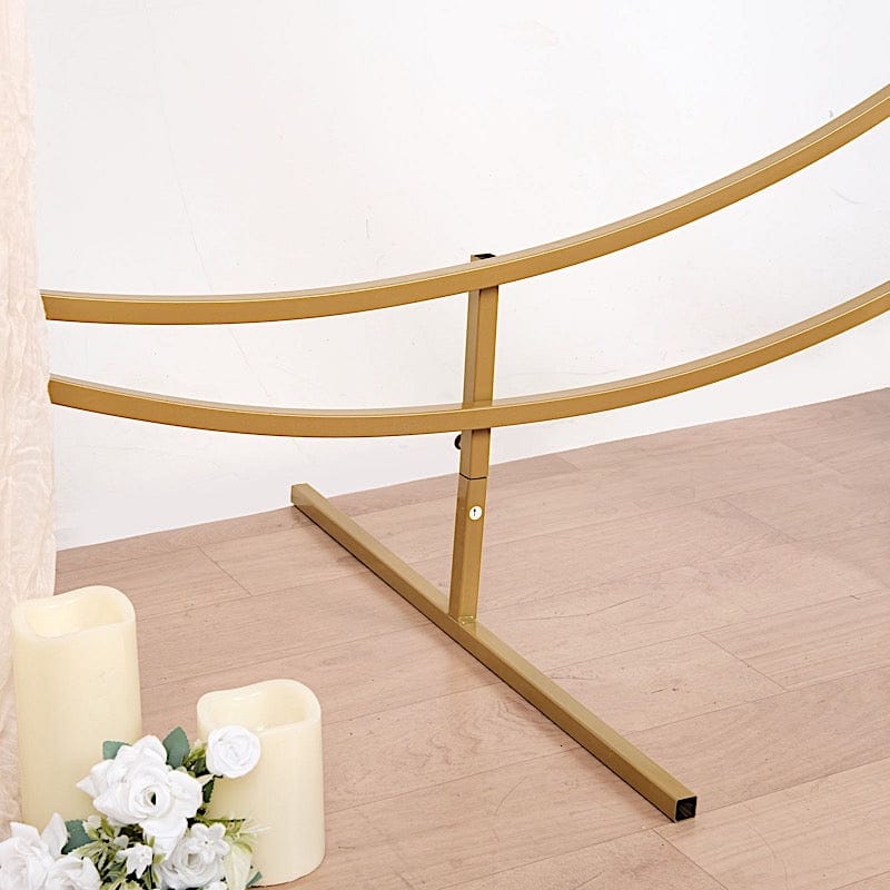 7.5 ft Crescent Moon Metal Floral Display Frame Wedding Arch Backdrop Stand - Gold BKDP_STND_16_L_GOLD