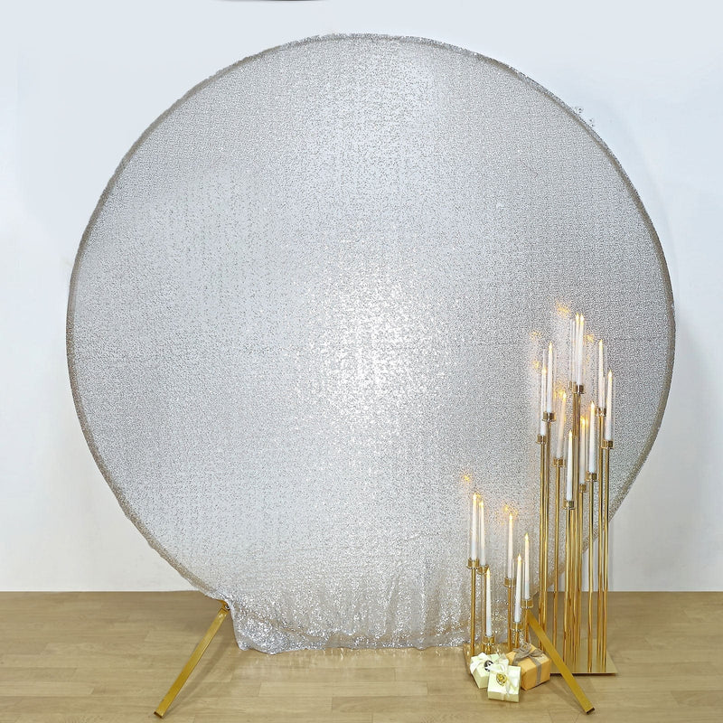 7.5 ft Metallic Sequin Round Backdrop Stand Cover Wedding Decorations