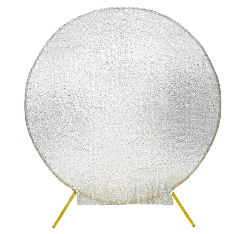7.5 ft Metallic Sequin Round Backdrop Stand Cover Wedding Decorations BKDP_STNDCIR1_02_SILV