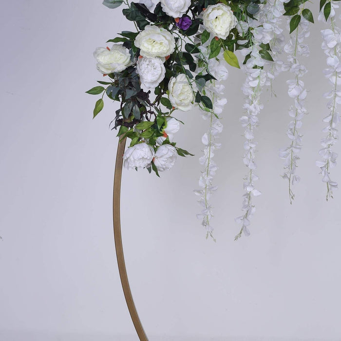 7.5 ft Round Metal Wreath Wedding Arch Backdrop Stand - Gold BKDP_STNDCIR1_GOLD