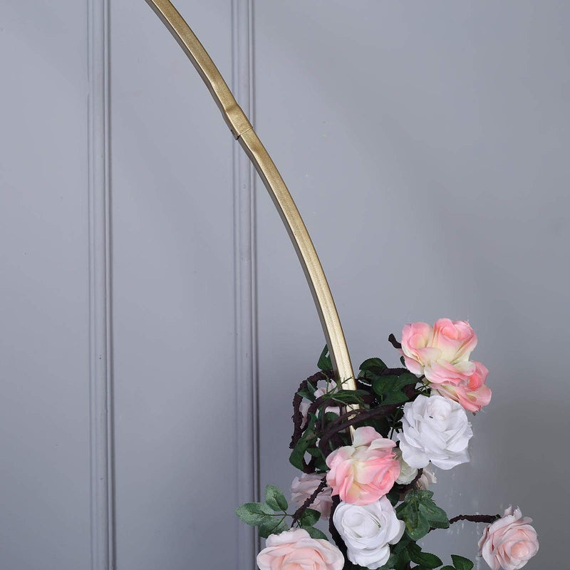 7.5 ft Round Metal Wreath Wedding Arch Backdrop Stand - Gold BKDP_STNDCIR1_GOLD