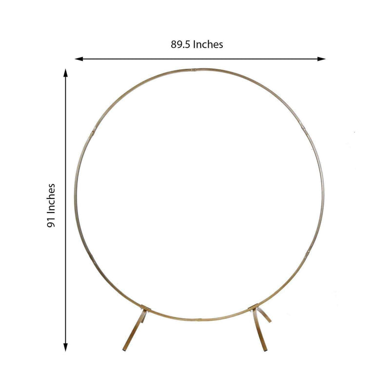 7.5 ft Round Metal Wreath Wedding Arch Backdrop Stand - Gold BKDP_STNDCIR1_GOLD
