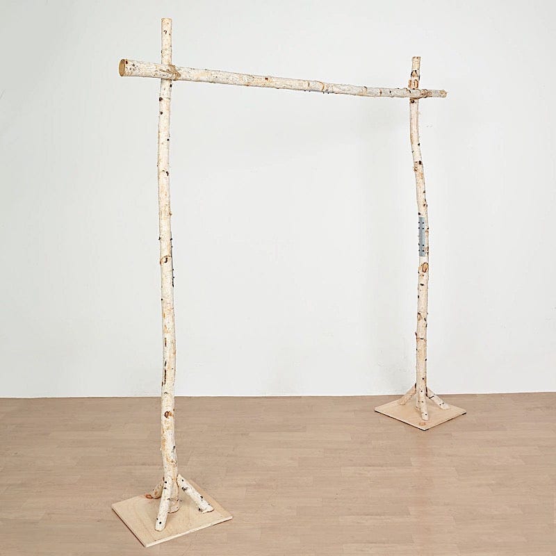 7.5 ft Square Natural Birch Wood Wedding Arch Backdrop Stand BKDP_STNDREC3_NAT